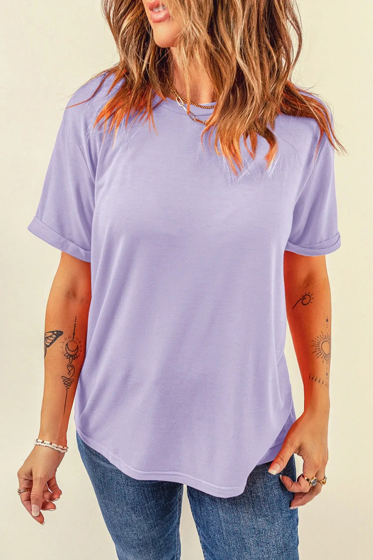 Mint Green Casual Plain Crew Neck Tee - Sweet Fashion Wholesale