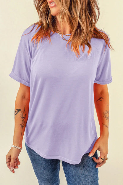 Mint Green Casual Plain Crew Neck Tee - Sweet Fashion Wholesale