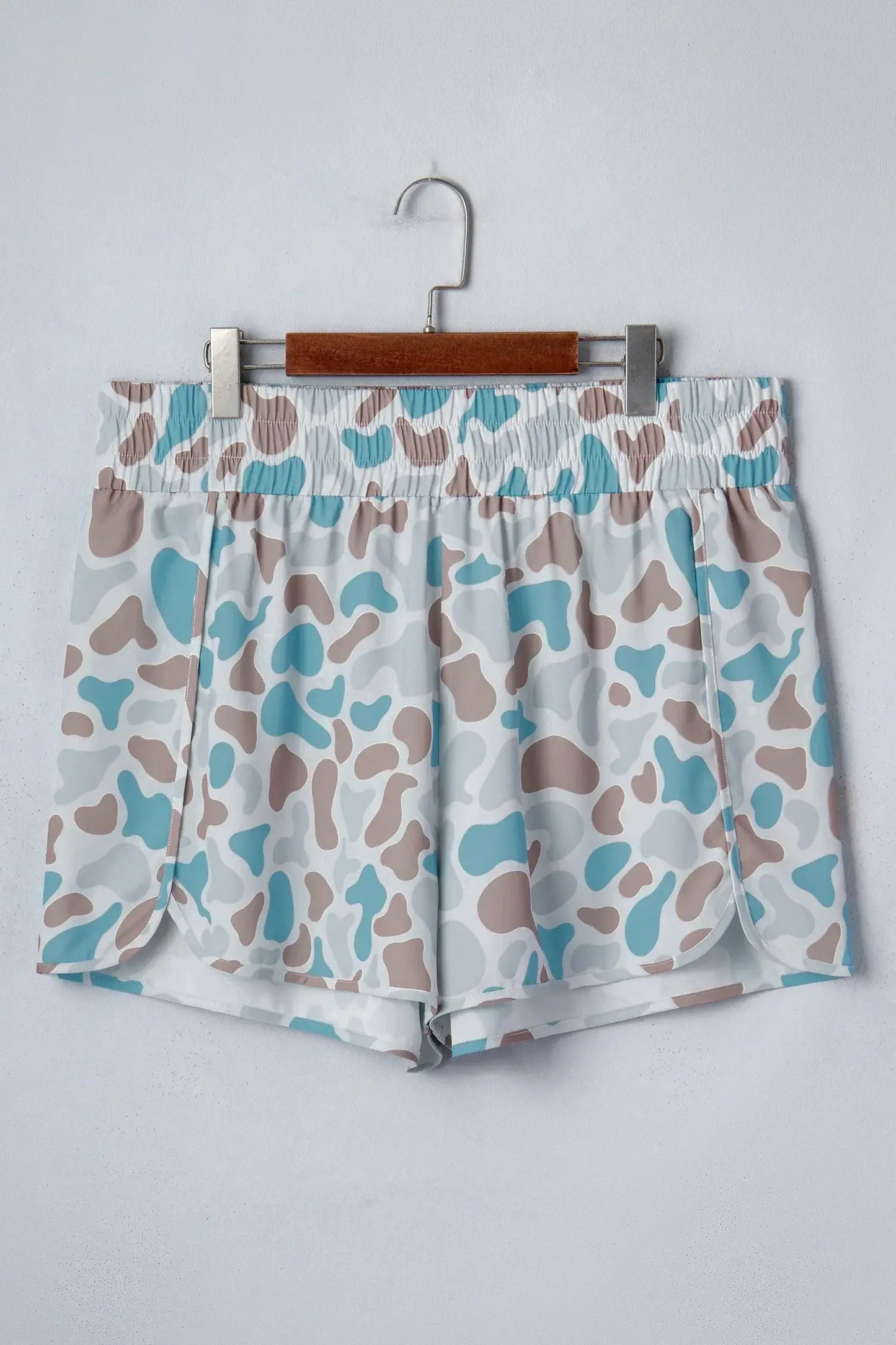 Multicolour Plus Size Camouflage Elastic Waist Athleisure Shorts - Sweet Fashion Wholesale