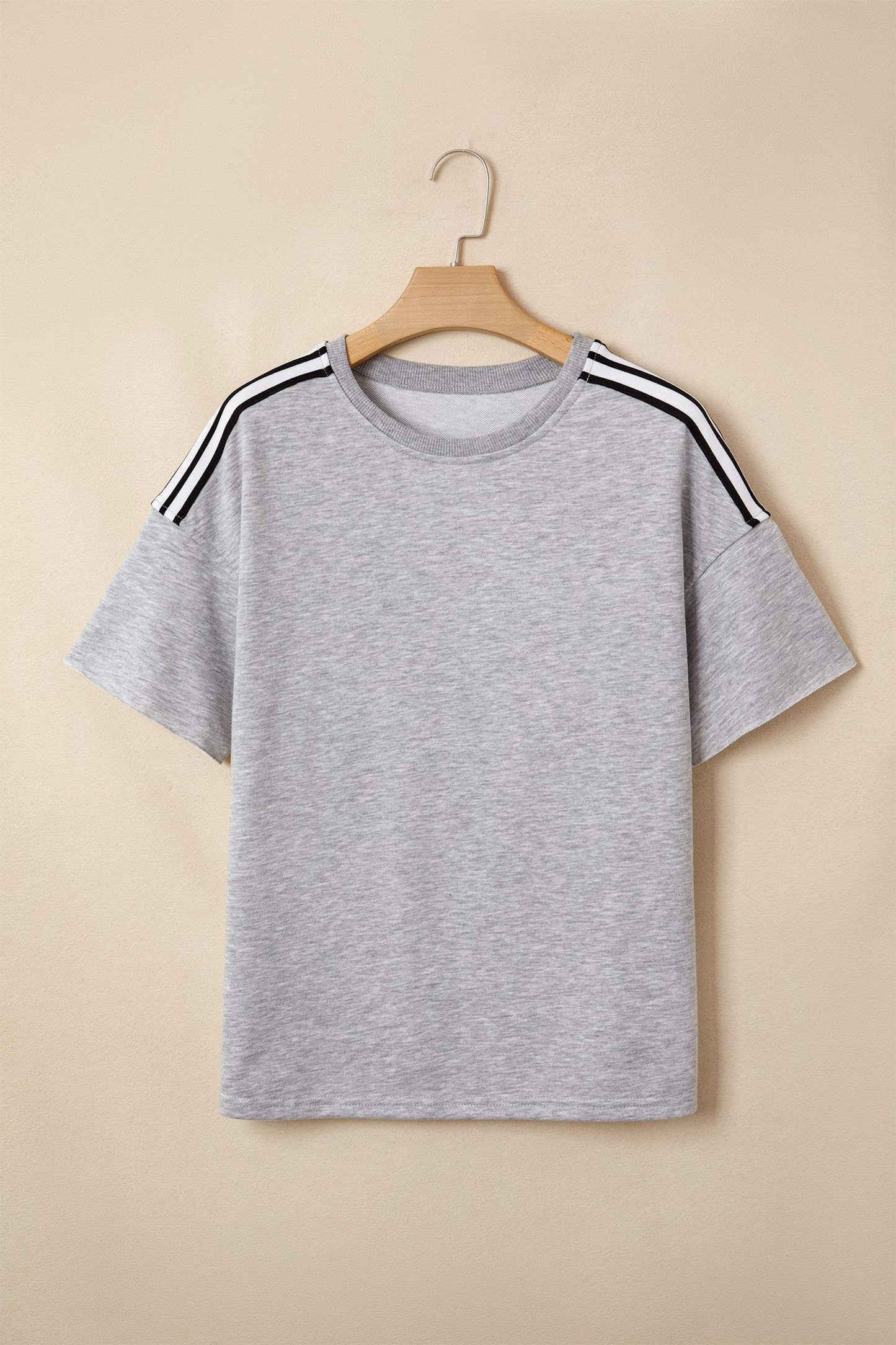 Light Grey Patchwork Detail Raw Edge Oversize Tee