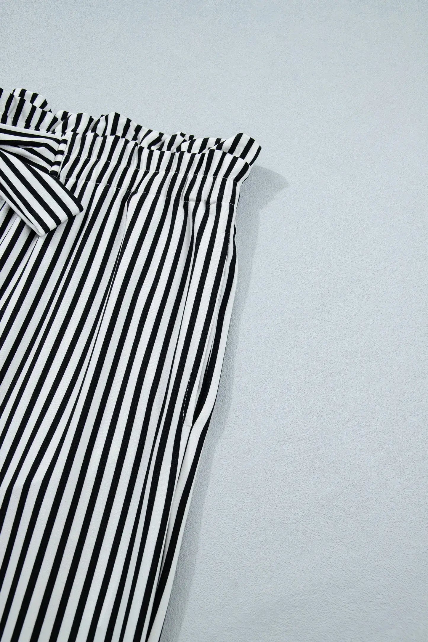Black Stripe Plus Size Loose Straight Casual Pants