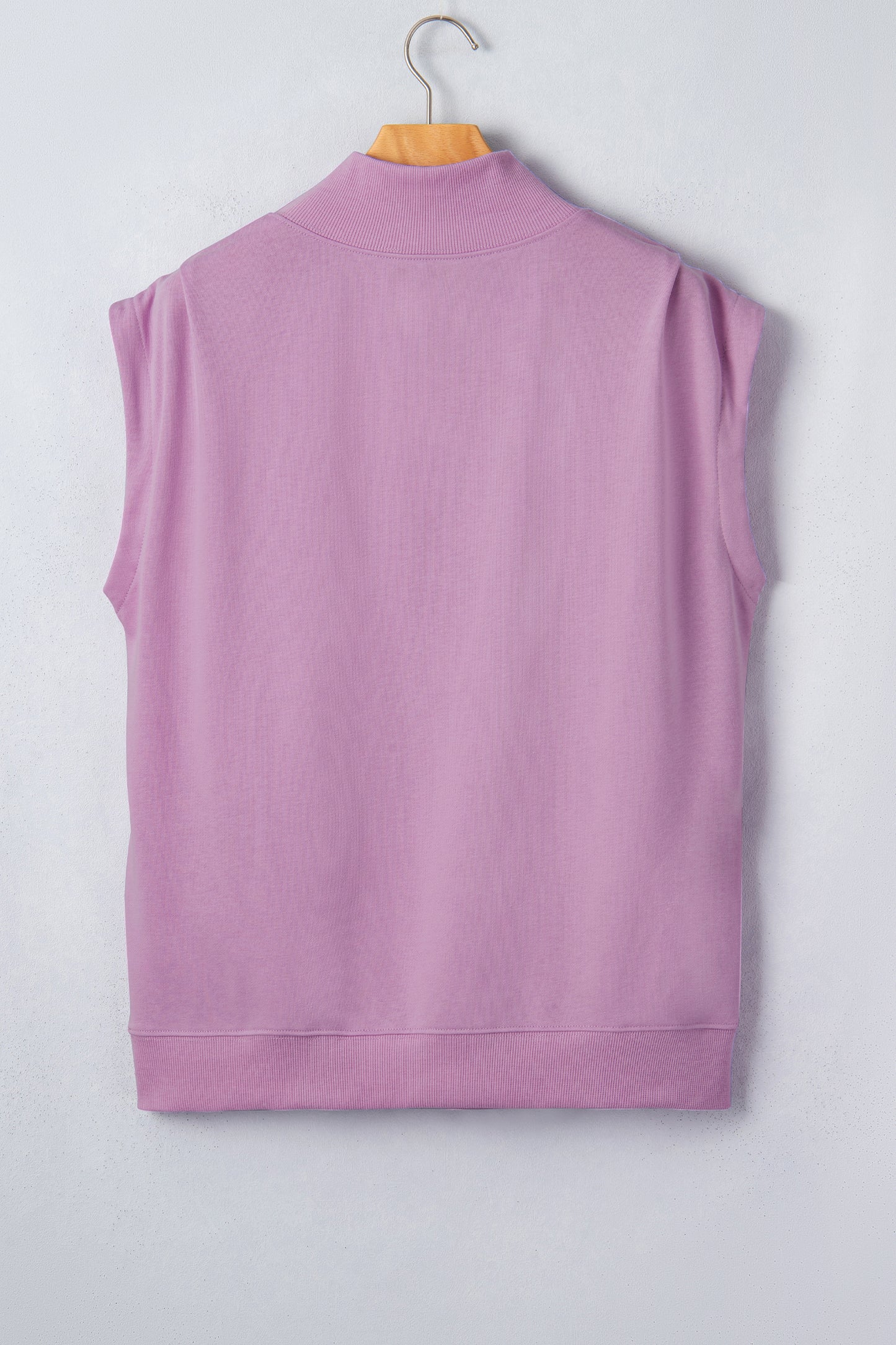 Myosotis Solid Color High Neck Cap Sleeve Loose Top