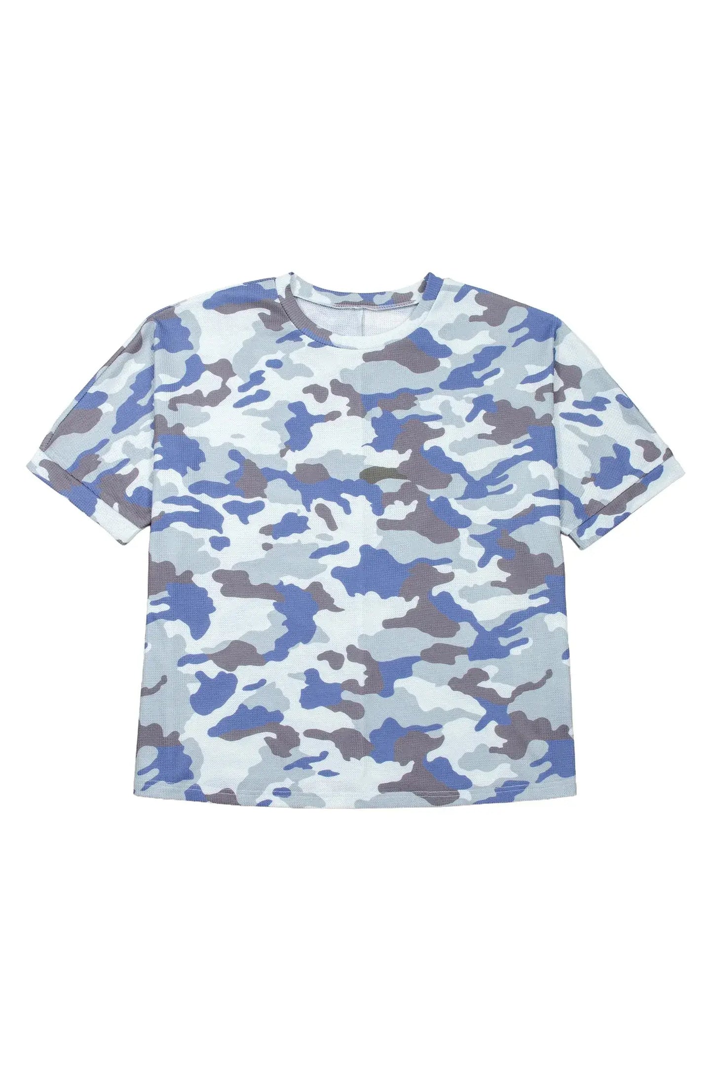 Gray Plus Size Camouflage Print Textured Casual Tee - Sweet Fashion Wholesale