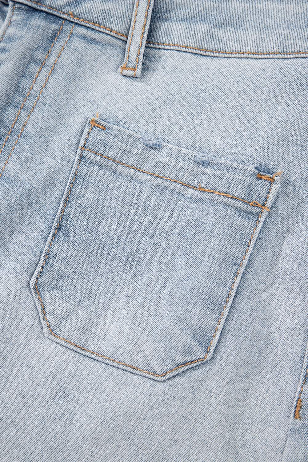 Beau Blue Light Wash High Rise Denim Shorts