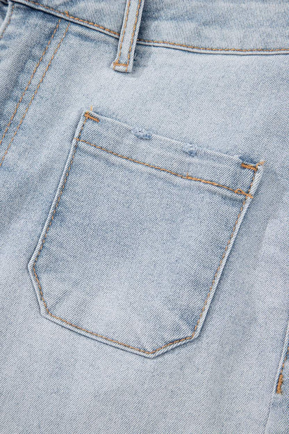 Beau Blue Light Wash High Rise Denim Shorts
