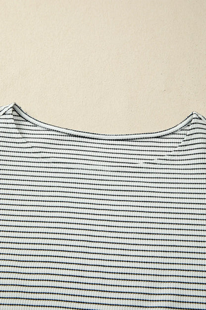Black Stripe Contrasted Ruffle Trim Casual Tank Top - Sweet Fashion Wholesale