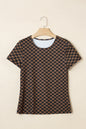 Black Checkerboard Round Neck Summer T Shirt - Sweet Fashion Wholesale