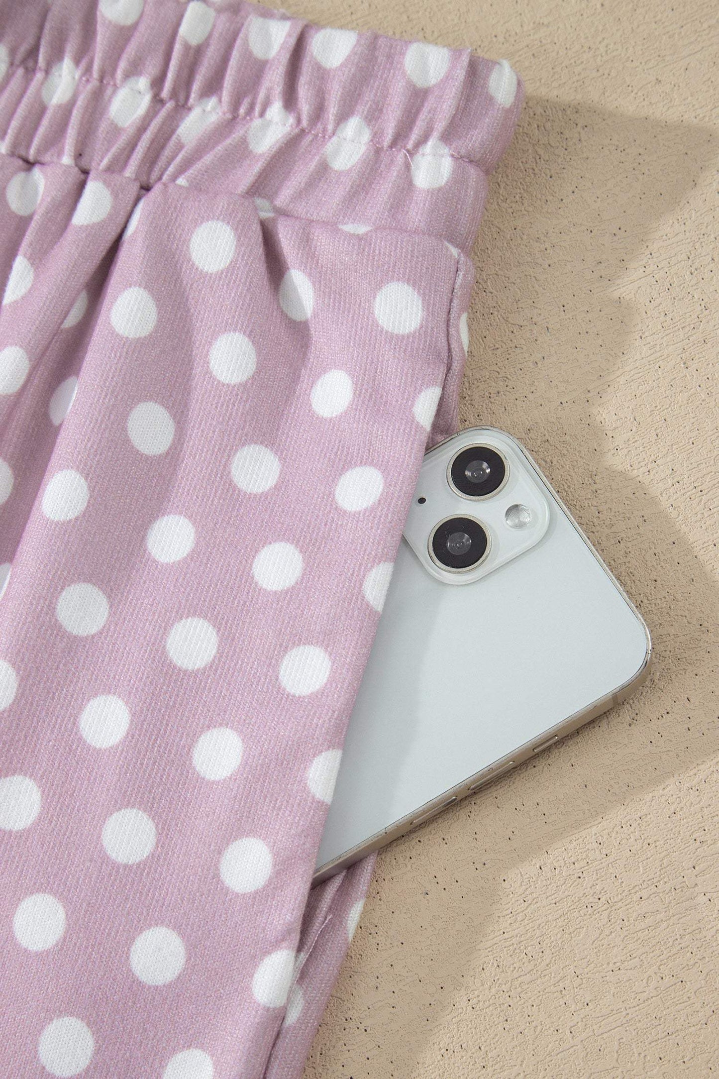 Pink Polka Dot Print Short Set