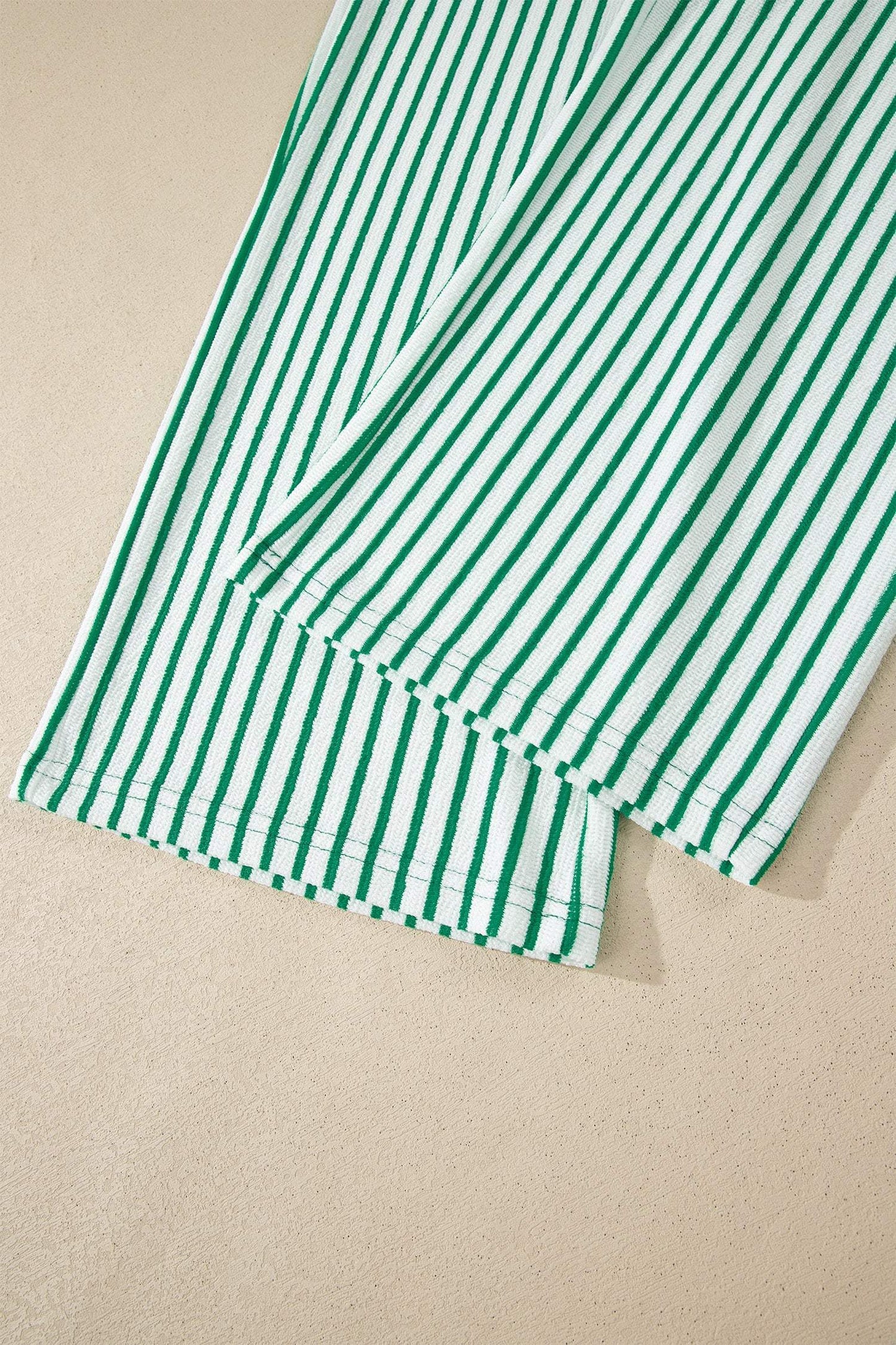 Sky Blue Stripe Crew Neck Tee Drawstring Waist Cropped Pants Set