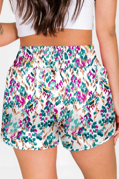 Blue Leopard High Waisted Athletic Shorts - Sweet Fashion Wholesale