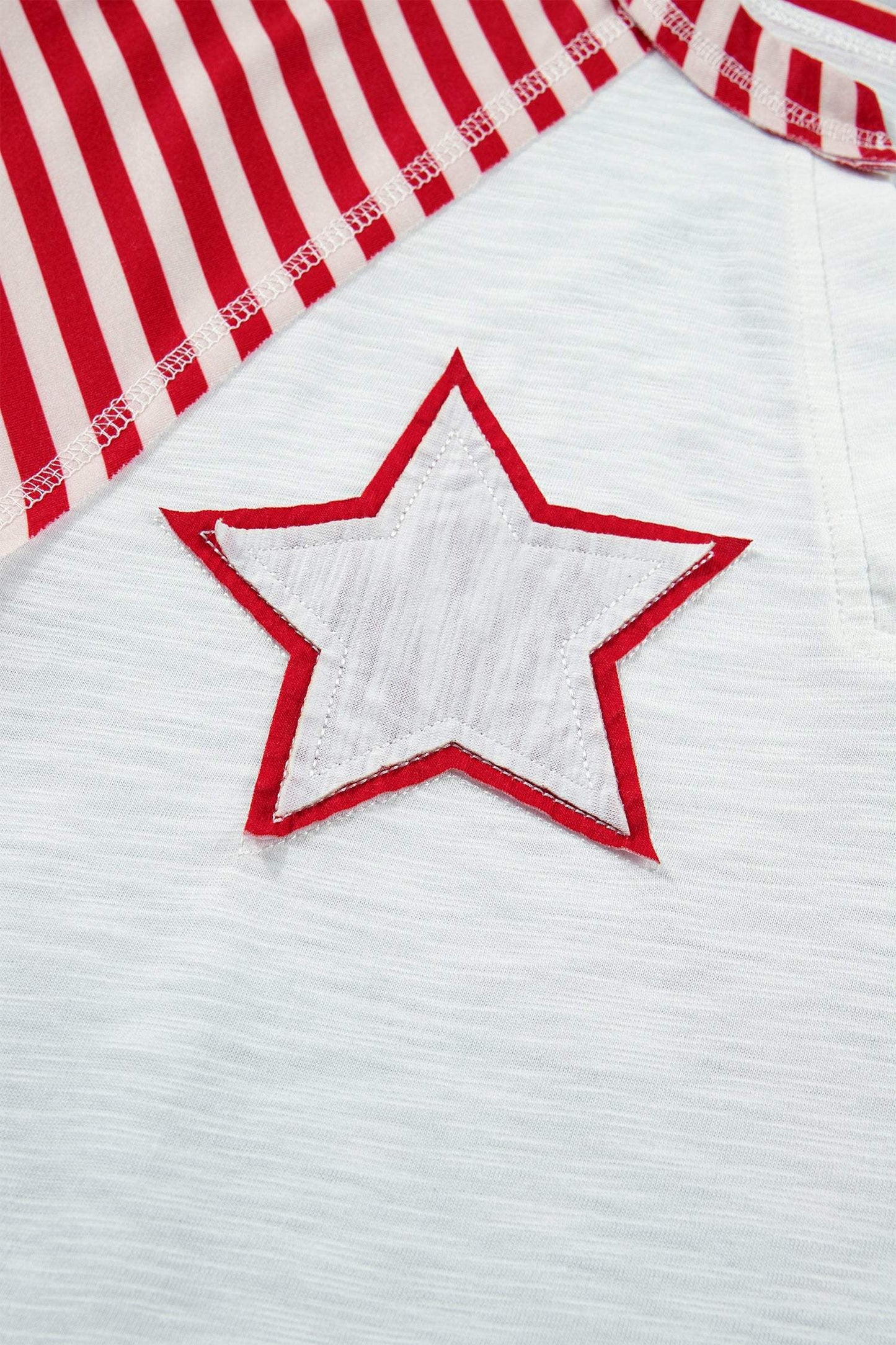 Fiery Red Star Detail Flag Inspired Short Sleeve Top