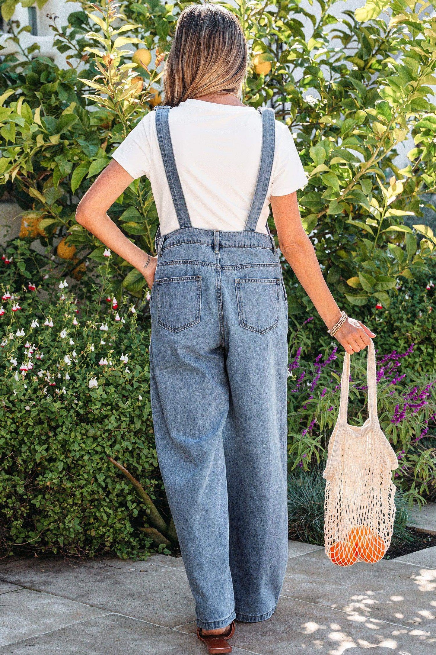 Dusk Blue Pleated Wide Leg Retro Pocketed Denim Jumpsuit - Sweet Fashion Wholesale