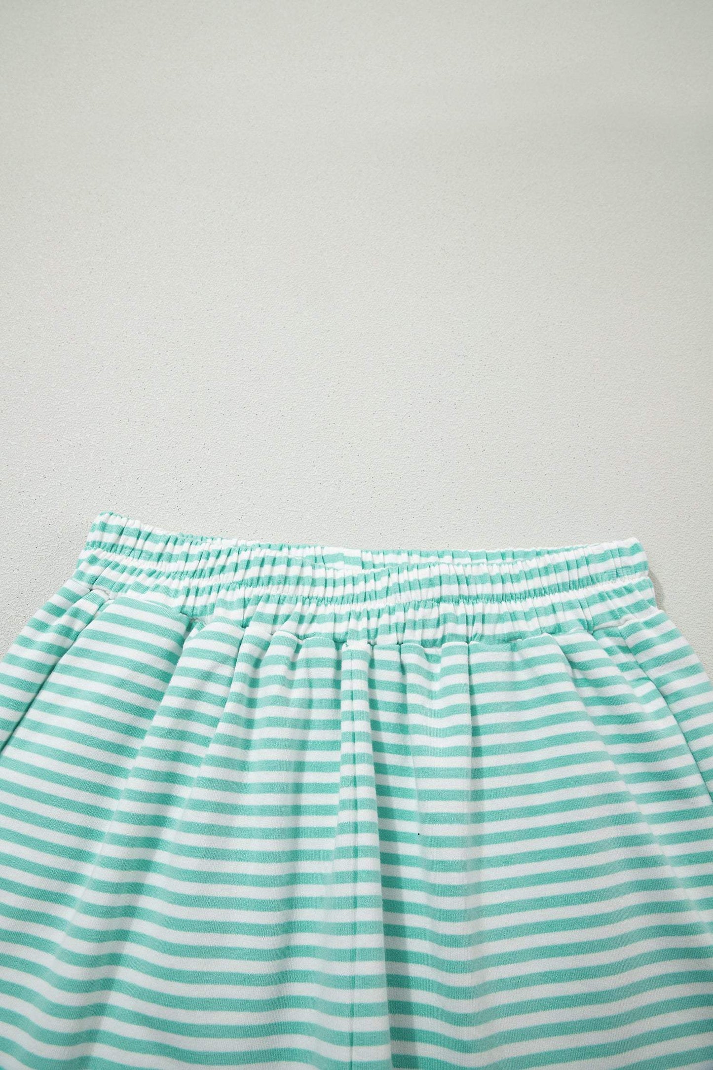 Sky Blue Stripe Oversize Mock Neck Sweatshirt and Shorts Set