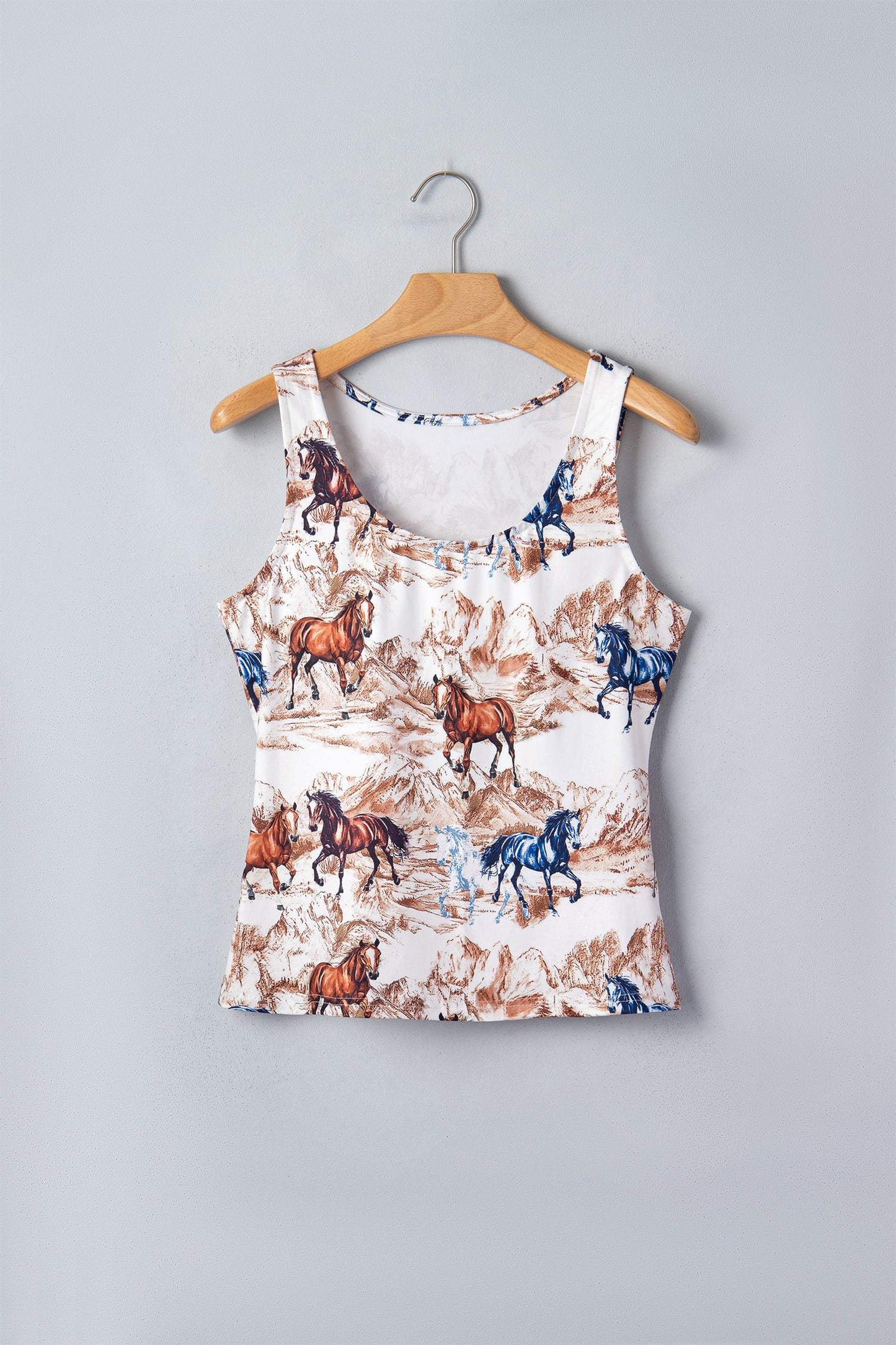 Brown Horse Hat Western Slim Tank Top