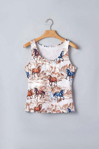 Brown Horse Hat Western Slim Tank Top