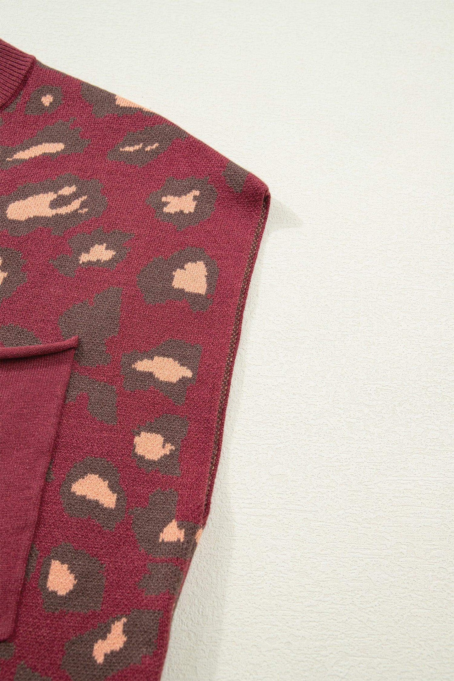 Red Leopard Print Cap Sleeve Knitted Top - Sweet Fashion Wholesale