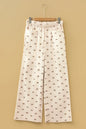 Apricot Bow Print Drawstring Elastic Waist Loose Corduroy Pants - Sweet Fashion Wholesale