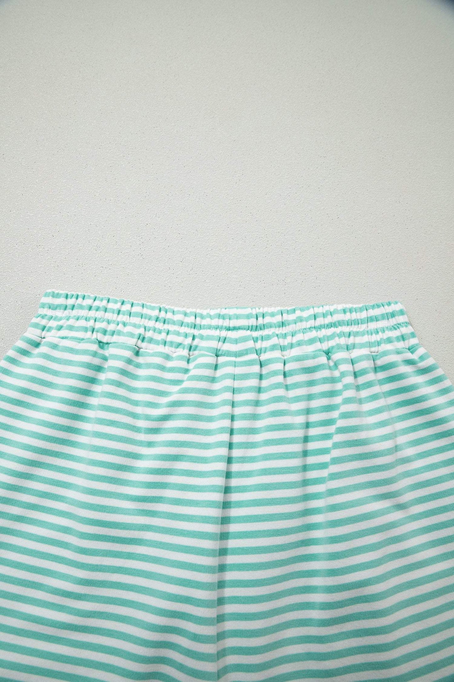 Sky Blue Stripe Oversize Mock Neck Sweatshirt and Shorts Set