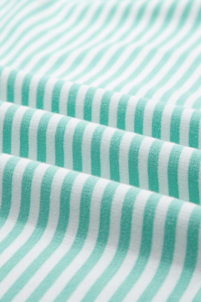 Sky Blue Stripe Oversize Mock Neck Sweatshirt and Shorts Set