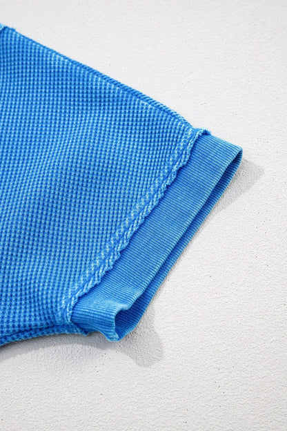 Blue Mineral Wash Star Mesh Patchwork Oversize Tee