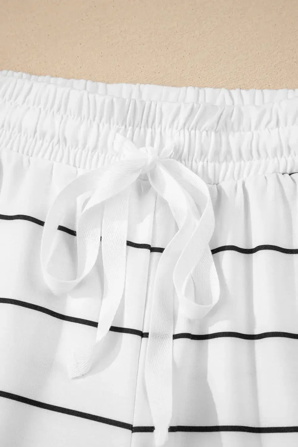 White Stripe Zip up Drop Shoulder Pullover and Short 2pcs Outfit