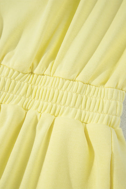 Yellow Cream Half Zip Polo Tee Elastic Waist Romper