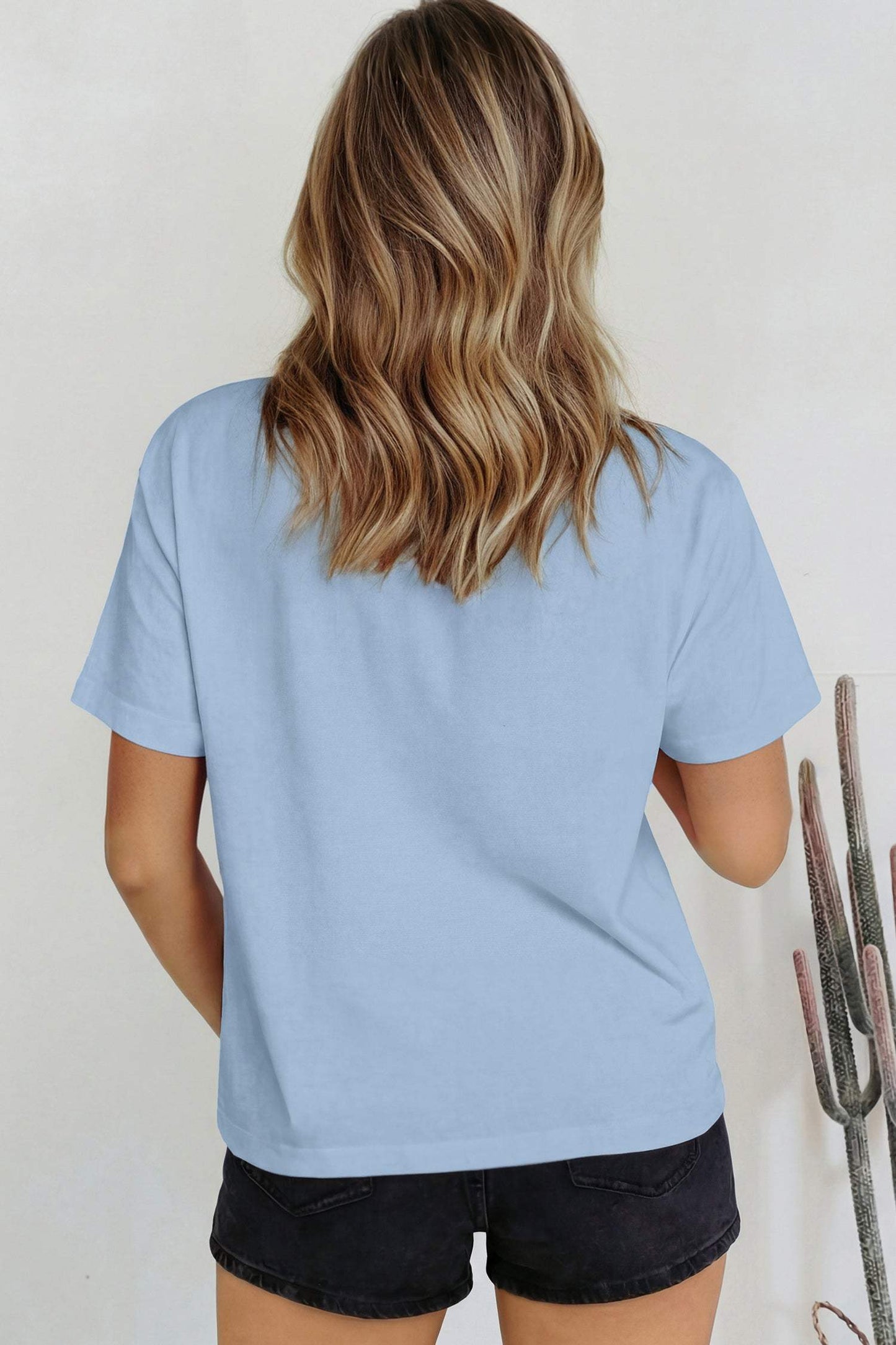Dark Blue Solid Color High Neck Oversize Tee