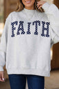 Light Grey High Neck Polka Dot Slogan Printed Baggy Sweatshirt