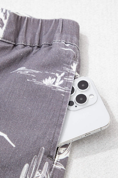 Gray Wild West Riding Vintage Printed Shift Jeans