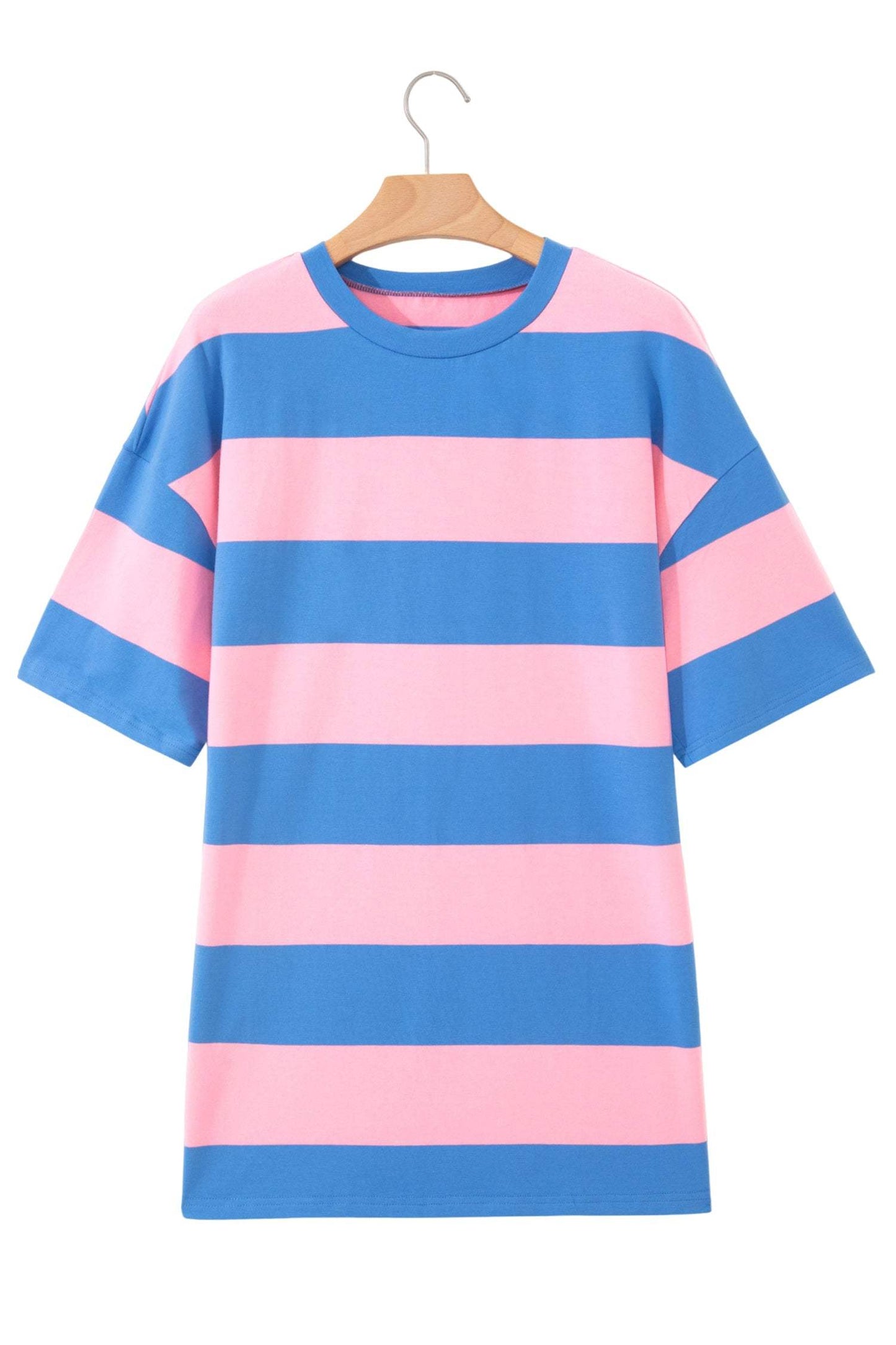 Bright Pink Striped Color Block Oversize Tunic Tee