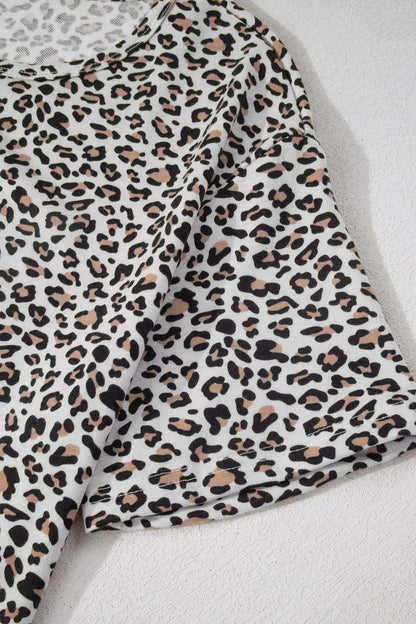White Leopard High-Low Loose Tee Ankle Length Pants Set - Sweet Fashion Wholesale
