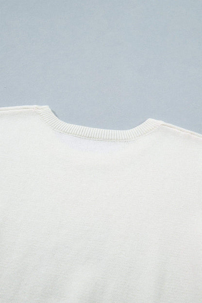 White Wild West Horse Head Printed Short Sleeve Sweater - Sweet Fashion Wholesale
