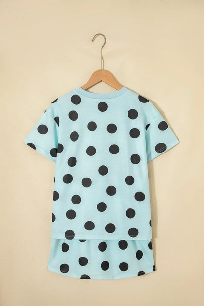 White Polka Dot Short Sleeve Top Casual Skort 2pcs Outfit - Sweet Fashion Wholesale