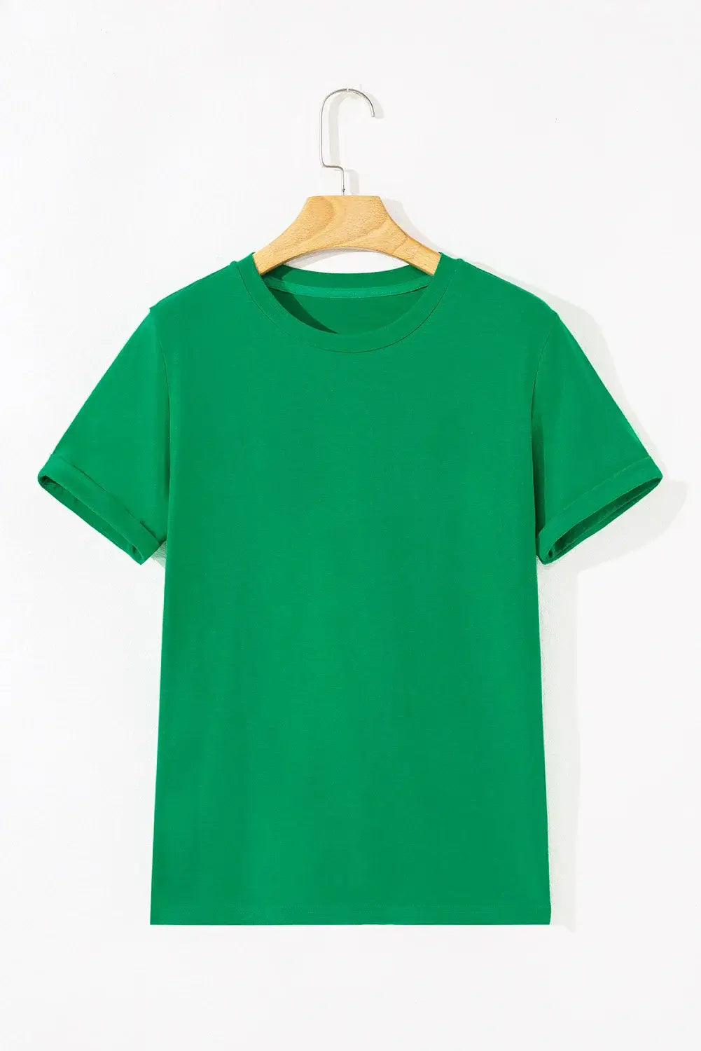 Mint Green Casual Plain Crew Neck Tee - Sweet Fashion Wholesale