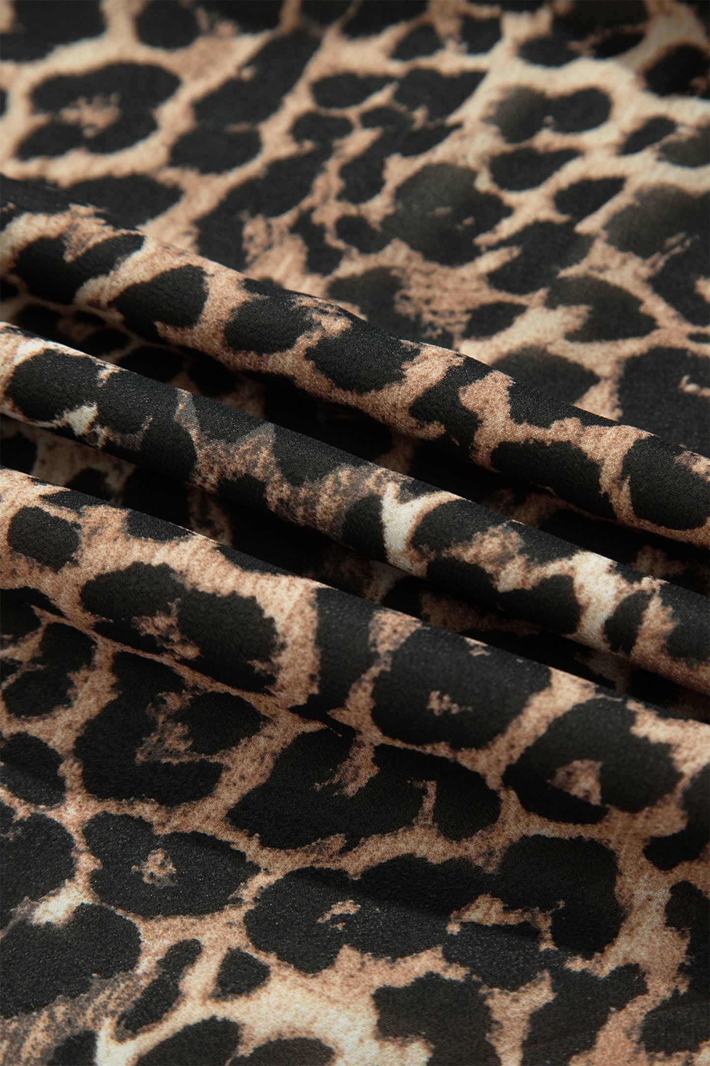 Brown Leopard Print Long Sleeve Short Shift Dress