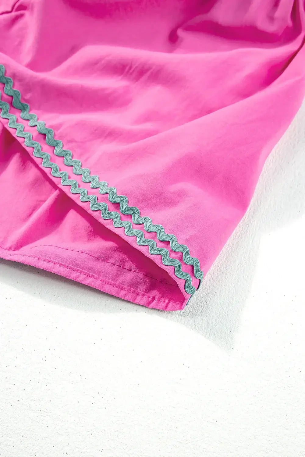 Strawberry Pink Ric Rac Colorblock Flutter Sleeve V Neck Tiered Dress