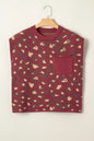 Red Leopard Print Cap Sleeve Knitted Top - Sweet Fashion Wholesale