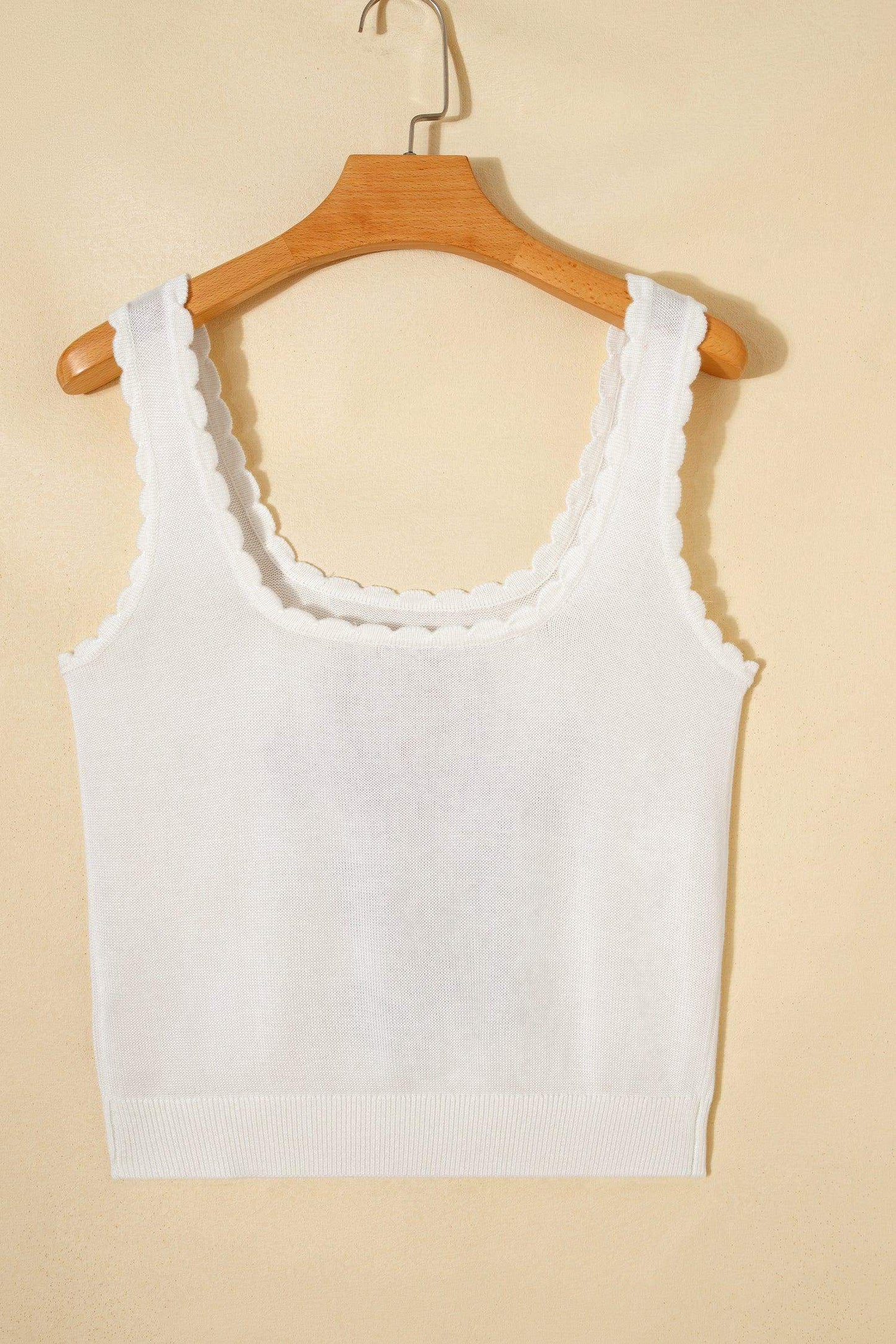 White Retro Floral Print Scalloped Square Neck Knit Sweater Vest - Sweet Fashion Wholesale