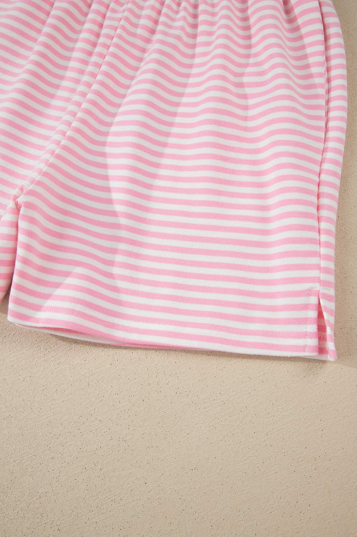 Sky Blue Stripe Oversize Mock Neck Sweatshirt and Shorts Set