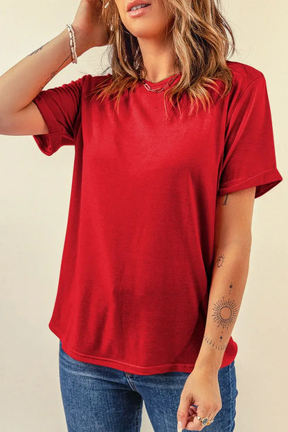 Mint Green Casual Plain Crew Neck Tee - Sweet Fashion Wholesale