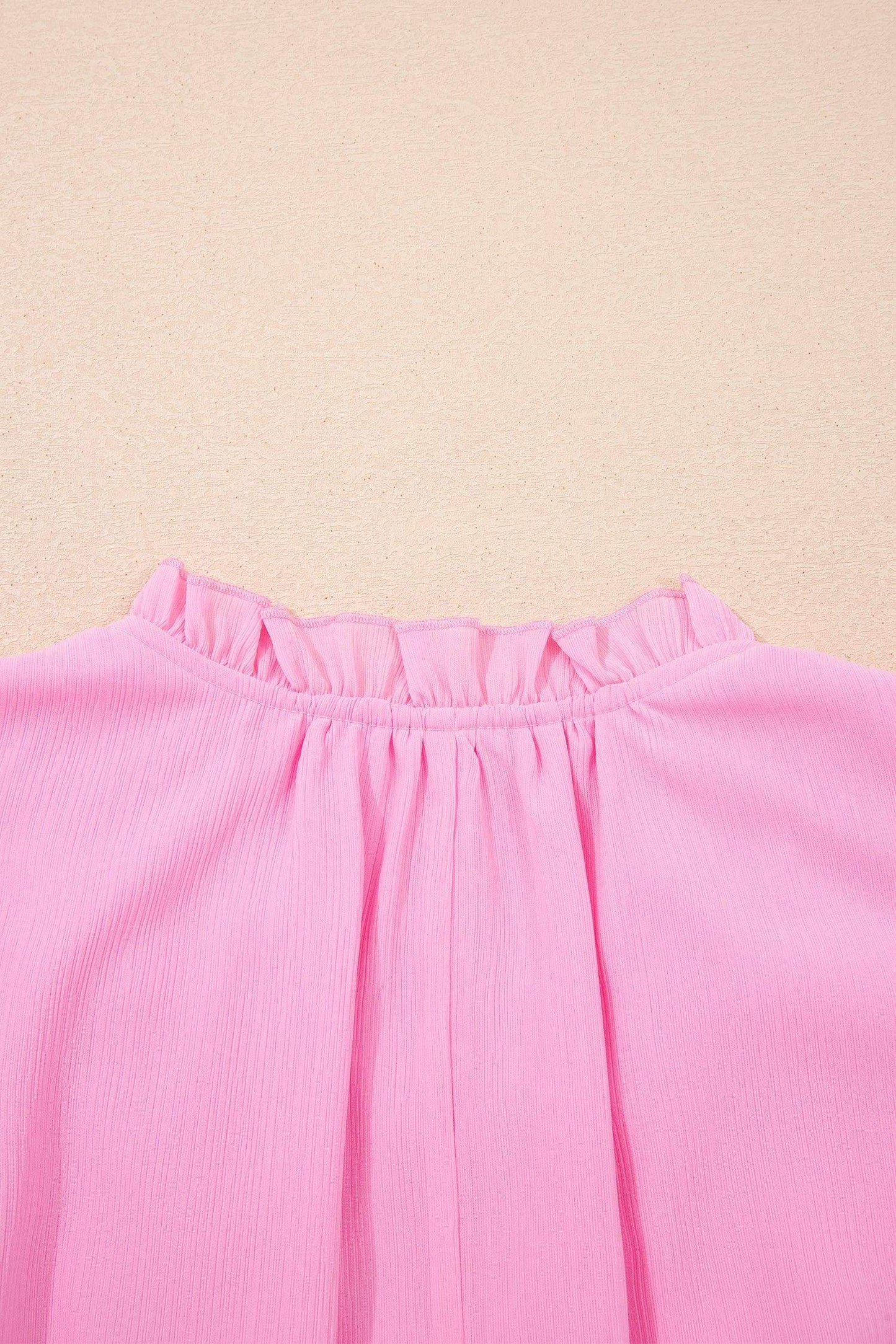Bonbon Plus Size Textured Tassel Tie V Neck Ruffle Short Sleeve Blouse - Sweet Fashion Wholesale