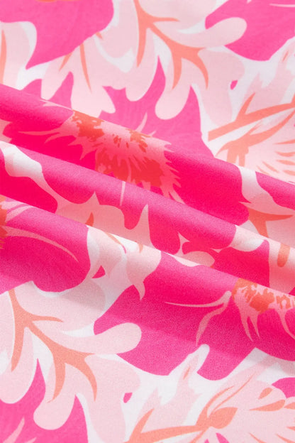 Pink Short Bubble Sleeve Summer Floral Blouse - Sweet Fashion Wholesale