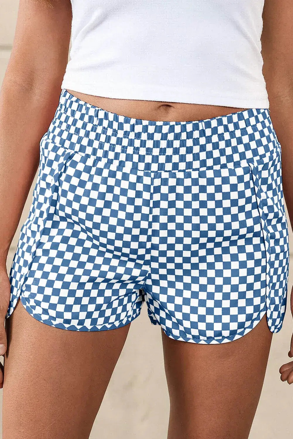Blue Leopard High Waisted Athletic Shorts - Sweet Fashion Wholesale