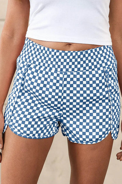 Blue Leopard High Waisted Athletic Shorts - Sweet Fashion Wholesale