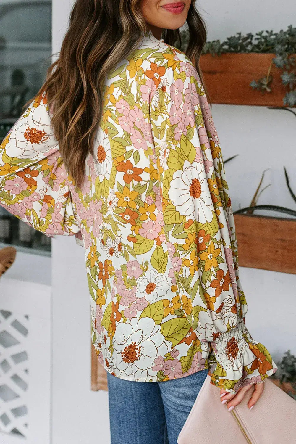 Blue Cakewalk Floral Smocked Blouse - Sweet Fashion Wholesale