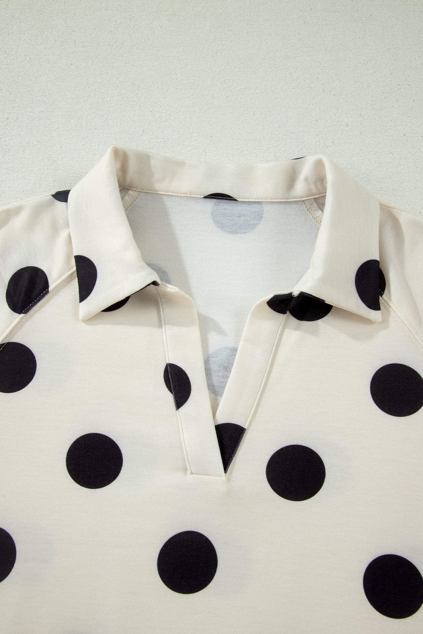 Green Polka Dot Print V Neck Tee Short Set