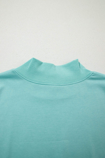 Mint Green Solid Color High Neck Cap Sleeve Loose Top