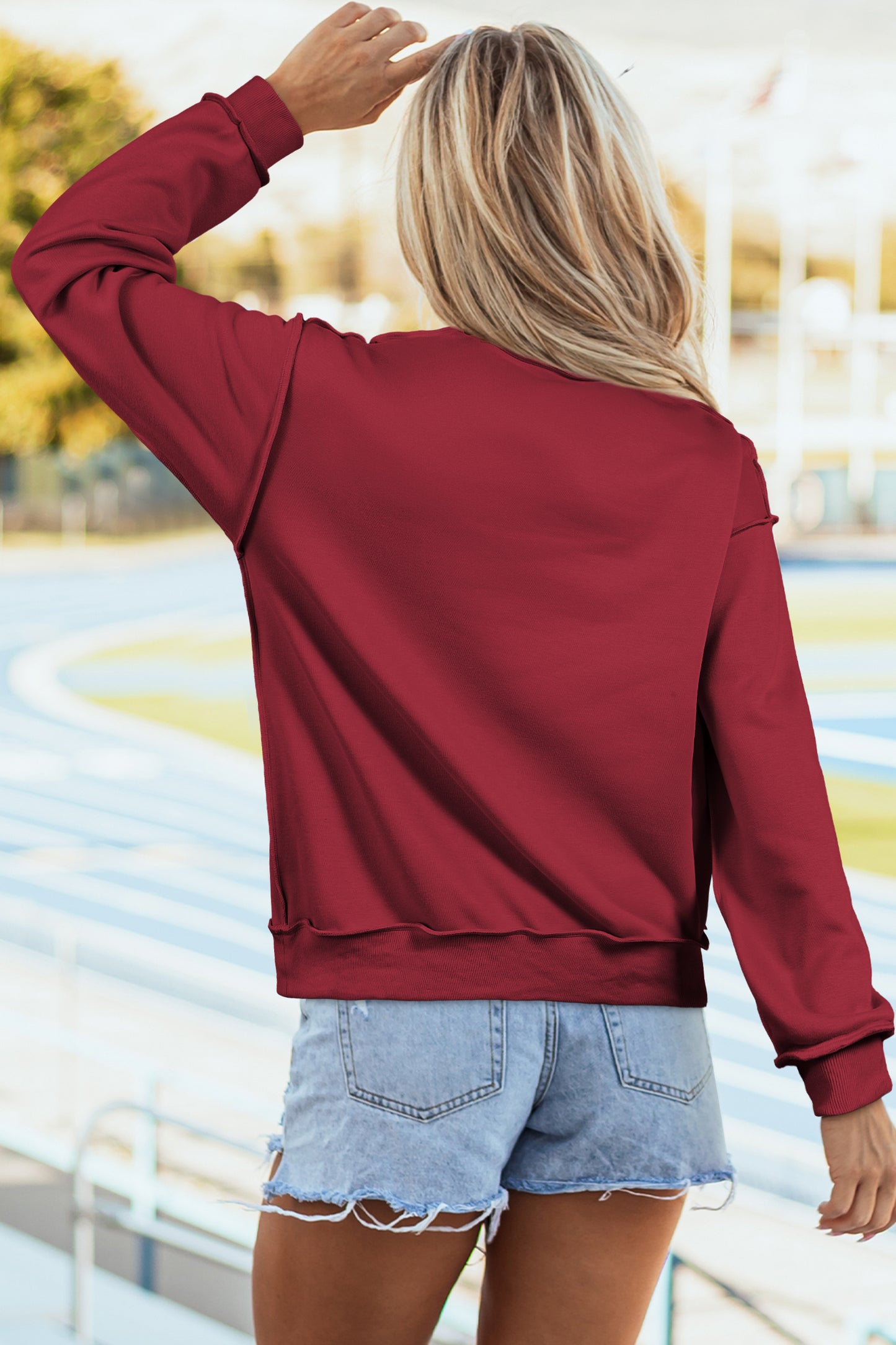 Carrot Oversize Drop Shoulder Reversible Mock Neck Sweatshirt
