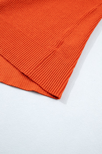 Orange Drop Shoulder Long Sleeve Round Neck Halloween Sweater