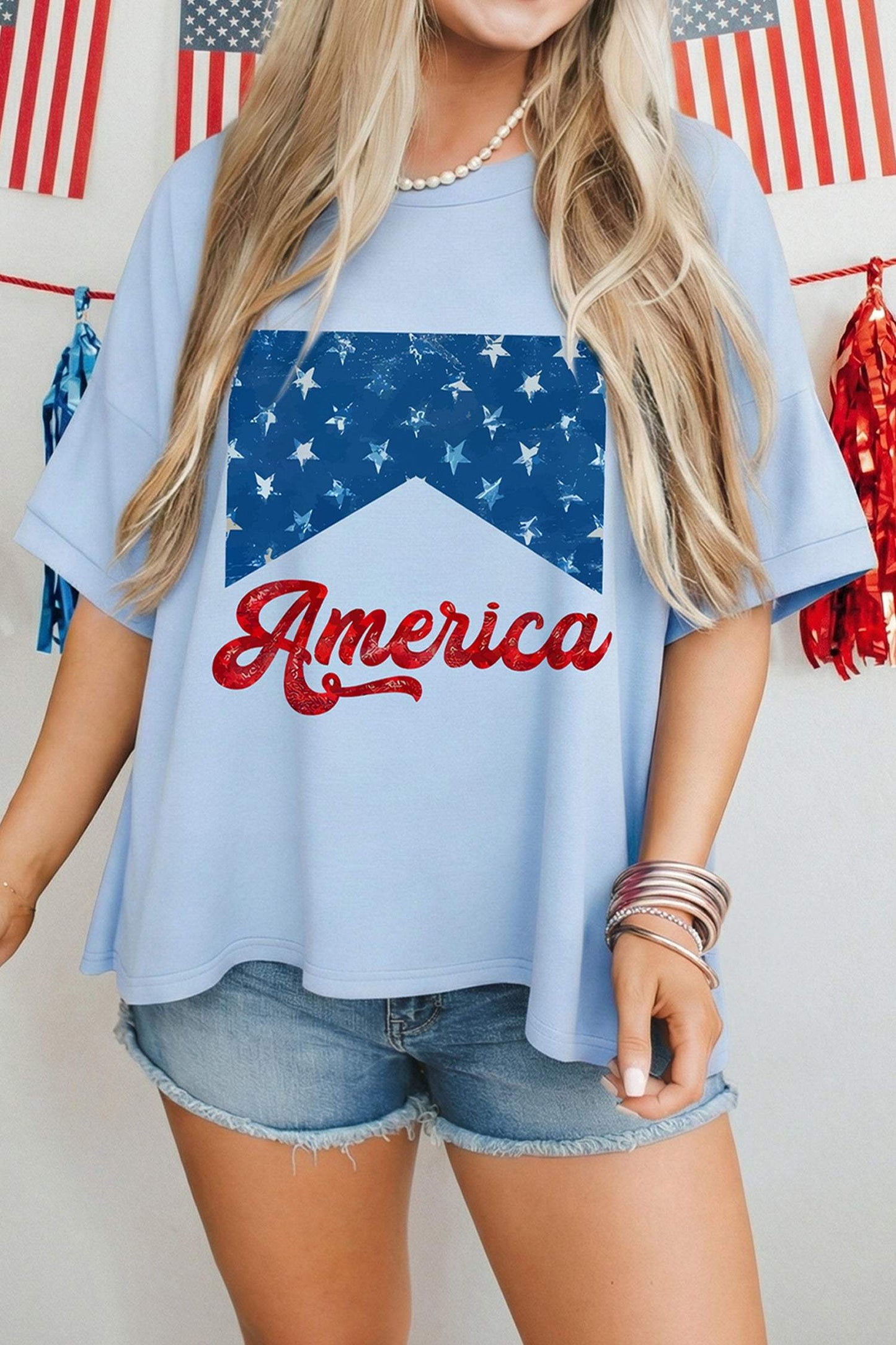 Myosotis America Fashion Print Relaxed T Shirt
